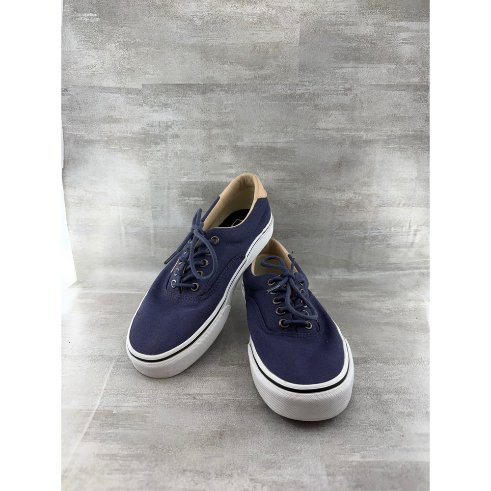 Vans Era 59 Navy Blue Canvas Tan Leather Accents Low Top Skate Shoes M 7 W 8.5